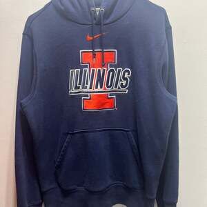 Nike Illinois Fighting Illini Center Swoosh Hoodie Distressed Blue Sweatshirt M